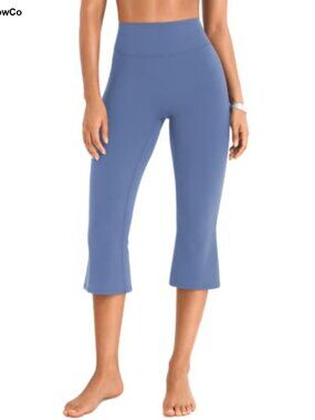 High Waist Capri Flare Leg Yoga Pants Ruched Booty Lifting Slim Fit Athleisure